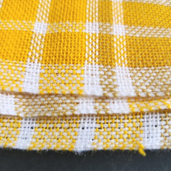 Vintage Dralon Card Table Cloth Cover  Synthetic Plaid Mustard Yellow Tablecloth - Picture 5 of 7